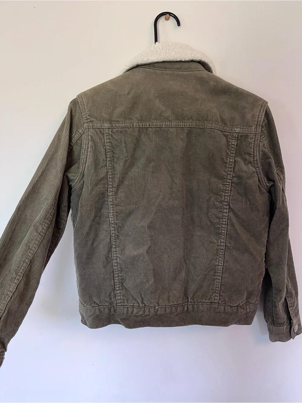 PacSun Olive Green Corduroy Jacket with Cream Sherpa Collar